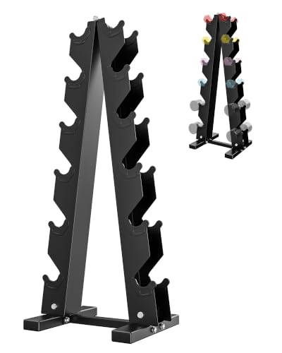 Image of A-Frame Dumbbell Stand, Dumbbell Barbell Storage & T Bar Row for Home Gym