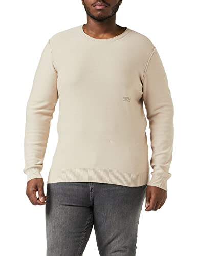 REPLAY UK2656 Maglione, 820 Crema, M Uomo