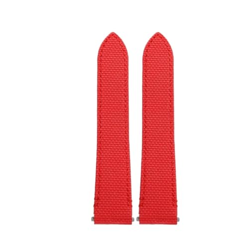 FKM ���o�[���v�o���h Cartier Santos De WSSA0009 WSSA0010 �ƌ݊�������A�N�C�b�N�����[�X�����p�t�b�f�S���X�g���b�v 19mm 21mm(Red-No buckle,19mm)