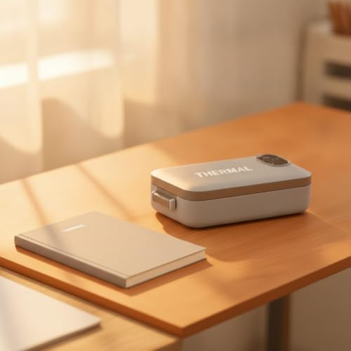 Image of ojiva Rechargeable Electric Lunch Box with Detachable Liner Cordless Lunch Box with Stainless Steel Container Portable Food Warmer Self-Heating for Office Workers, Commuters, Work, Travel, Bean