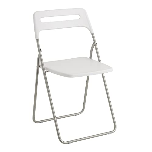 Baroni Home Chaise Pliante Peu Encombrante, Chaise de Salle à Manger, Chaise d’intérieur et d’Extérieur avec Structure en Acier, Siège et Dossier en Plastique Résistant, 42x38x78 cm, Blanc, 1 Pièce