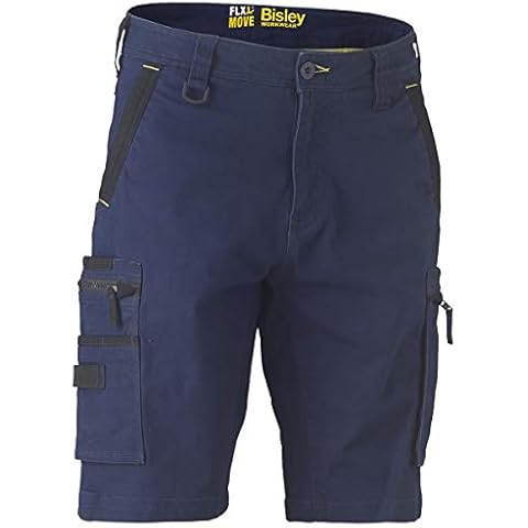 Bisley Workwear UKBSHC1330_BPCT Flex & Move Stretch Utility Zip Cargo Shorts - Navy, 32 Cover
