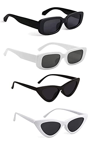 Image of IFLASH Rectangular Sunglasses Retro Fashion Shades for Men & Women (Pack of 4)