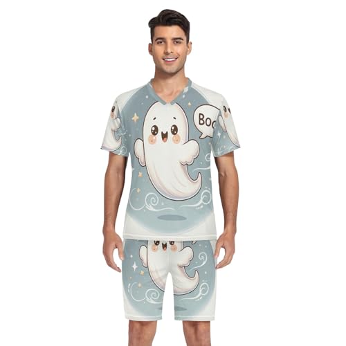 Pajamas Set for Men, Short Sleeve Cozy Soft Pajamas with Pockets, S-XXL4