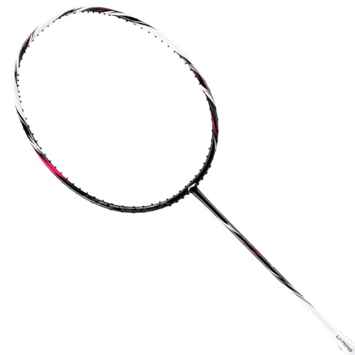 Image of Li-Ning Bladex Assassin Unstrung Badminton Racquet, Carbon Fiber Frame, Fast Swing Speed, High Control, Pearly White /Black (4U5)