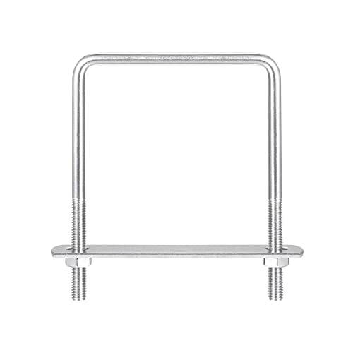 Image of uxcell Square U-Bolts, 3 Sets 72mm(2.83 inch) Inner Width 100mm Length M6 304 Stainless Steel U Clamp Bolt with Nuts and Plates, for Boat Trailer