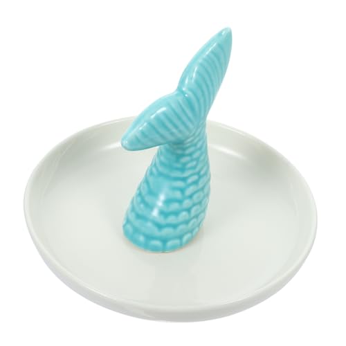 OKUMEYR Portagioie Ceramica Forma Di Pesce Elegante Vassoio Per Gioielli Porta Anelli e Accessori Per Comò e Bagno Decorazione Per Casa