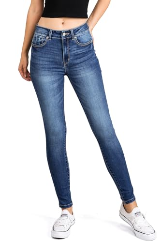 wax jean Women's High-Rise Full Length Skinny Jeans with 3D Whiskers