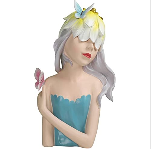 ECSWP MLJWMGHD Papillon Moderne Girl Statue Résine Accessoires Accueil Salon Desktop Figurines Artisanat Magasin Table Basse Table De Sculpture Décoration (Color : Blue)