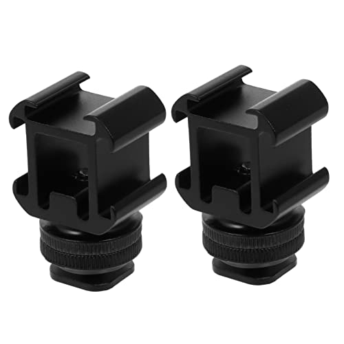 HOMOCONO 2 Sets Camera Mount Accessories Cellphone Stand Mic Stand Video Light Adapter Camera Stand Hot Shoe Base Shoe Mounts Cell Phone Accessories Hot Shoe Connector Aluminum Alloy Black