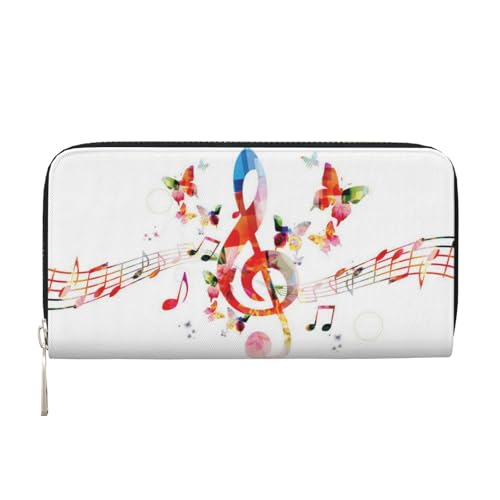 Portefeuille en cuir véritable imprimé papillon Musica noir luxe