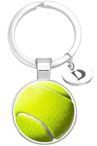 テニス キーホルダー イニシャル d 小さい 試合 応援 ファン グッズ テニスボール 硬式 名入れ スポーツ 筆箱 鞄 飾り バッグ チャーム 小