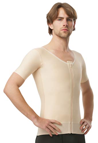 Isavela Mens Vest With Above Elbow Sleeves And Front Center Zipper