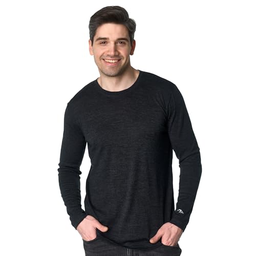 Merino Wool Base Layer Mens - 100% Merino Wool Shirts for Men Thermal Underwear Long Sleeve T-Shirt for Hiking Hunting (Medium