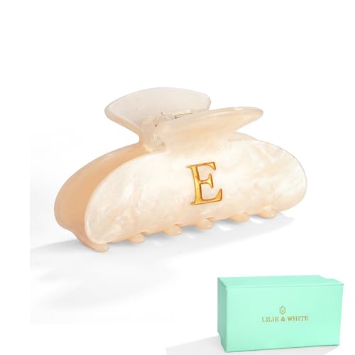 Image of LILIE&WHITE Acrylic Letter Hair Clips For Women Stylish E Monogram Hair Claw Personalized Gifts for Women Glitter Claw Clips Elegant And Durable Hair Accessory Large Hair Clips E