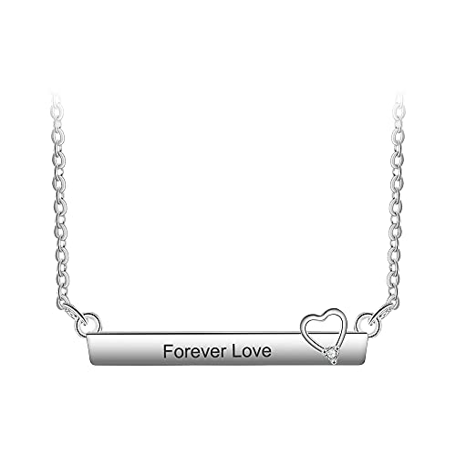 Collier prénom bar avec cœurs en argent pour femme