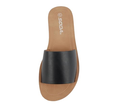 Image of Soda Shoes Efron-S Women Flip Flops Basic Plain Slippers Slip On Sandals Slides Casual Peep Toe Beach