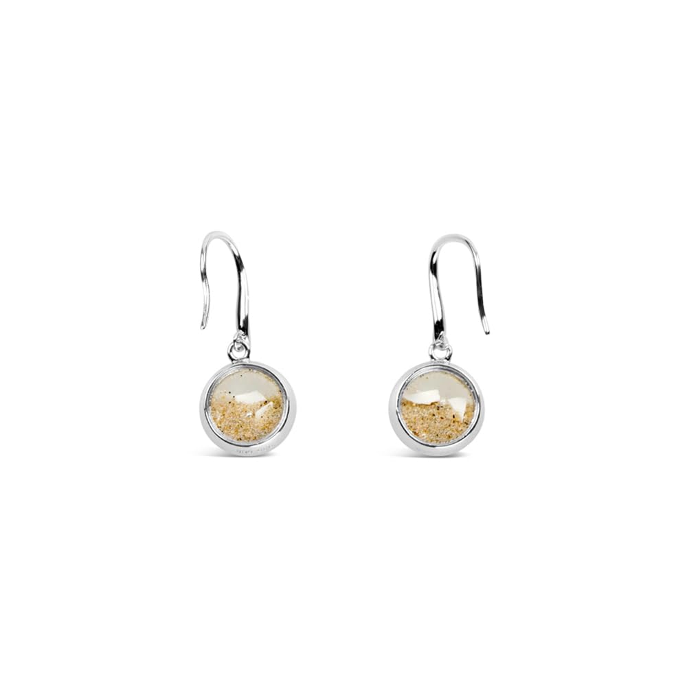 DUR Schmuck Kollektion „Sandsturm“, Ohrhänger, Anhänger und Kette als Set, 925 Sterling Silber mit Strandsand – anlaufsicher rhodiniert, P2936, O4835, K2248