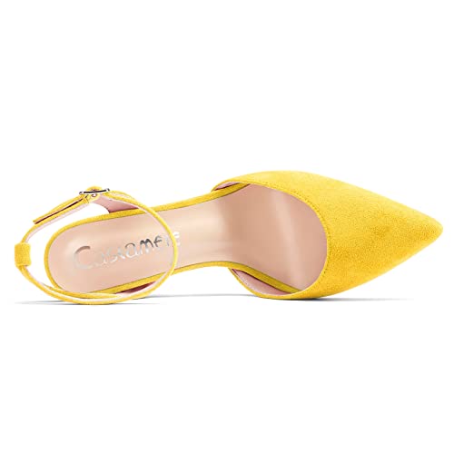 Castamere Women Chunky Block High Heel Pointed Toe Ankle Strap Two-Piece Pumps Wedding Dress 3.2 Inches Heels4