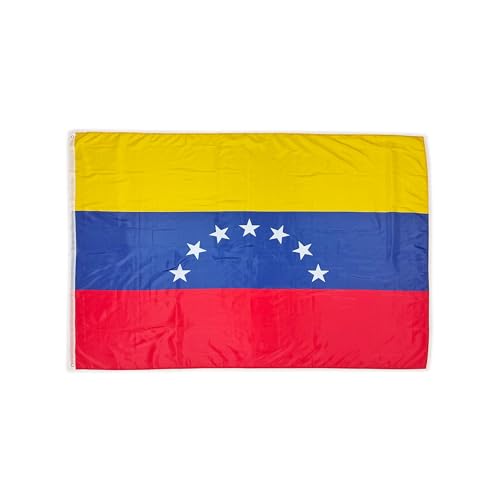 Gran bandera de Venezuela de 7 estrellas para exterior, 225 x 150 cm, bandera, balcón reforzado y 2 ojales de metal, bandera XL (Venezuela 7 estrellas, 225 x 150 CM)