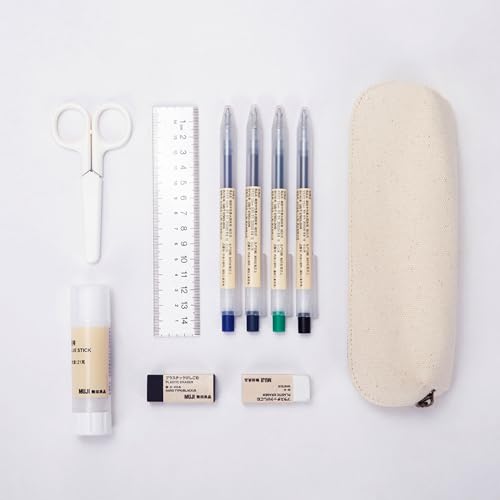 Image of Canvas Pencil Case Cotton Canvas and Simple Multifunctional Pencil Bag Zipper Portable Storage (Black)