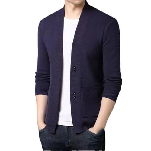 Men's Stand-Collar Knit Cardigan, Casual Warm, Solid Color Pocket Sweater