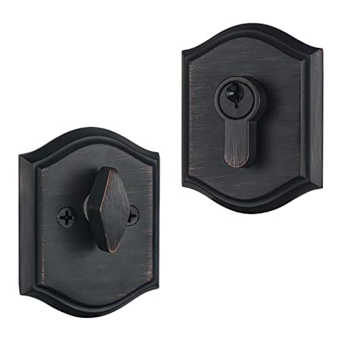 CLCTK Single Cylinder Deadbolt Lock for Front Entry Doors, Keyed 1 Side, Oil Rubbed Bronze Cover