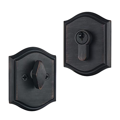 CLCTK Einzylinder-Riegelschloss für Eingangstüren, 1 Seite mit Schlüssel, ölgeriebene Bronze Cover