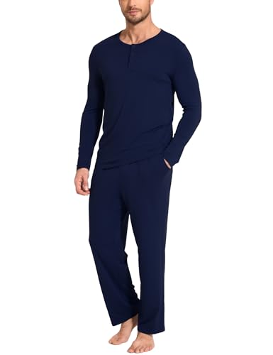 GYS Bamboo Viscose Men's Pajama Sets 2 Piece Long Sleeve Sleep Set with Pockets