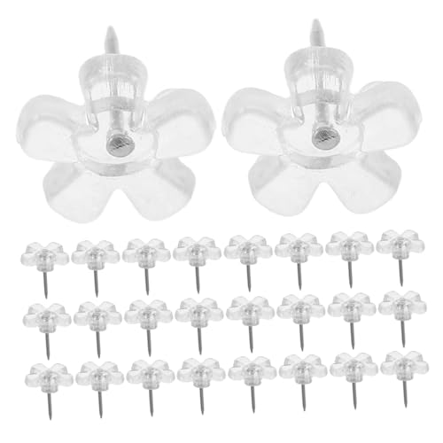 FUNOMOCYA 200 Piezas Chincheta Flor Transparente chinchetas Tachuelas de Pulgar Resistentes alfiler de Nota Pasador de tablón de anuncios Tachuelas de Mapa Push Push Push plástico
