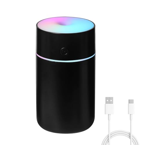 【2025新モデル＆Type-C充電式】 BLAIS 加湿器 卓上 小型 230mL 超音波式 コードレス アロマ対応 静音 7色LEDライト 上から給水 空焚き防止 水漏れ防止 軽量 コンパクト 持ち運び便利 お手入れ簡単 省エネ おしゃれ 乾燥対策 花粉症対策 車内/寝室/子供部屋/オフィス/デスク/一人暮らし用 クリスマス/誕生日/新年 プレゼント 日本語説明書付き(ブラック/black)