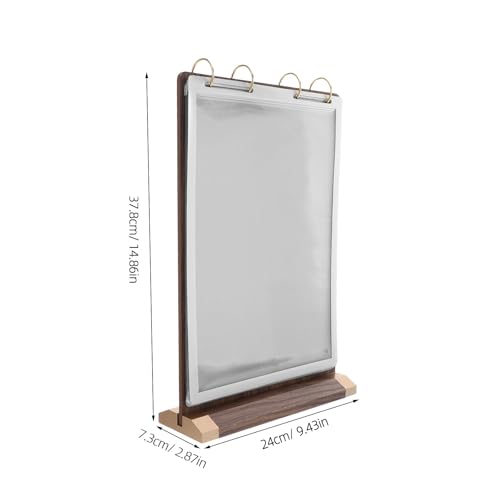 Présentoir de menu de table A4 en bois noble avec protège-pages double face premium - 4