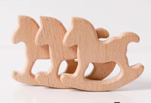 Image of BabyGo Wooden Baby Teether Combo | Natural Beech Wood Animal Shape Toy, Handmade & Eco-Friendly | Safe & Gentle Gum Soother, Biodegradable Wooden Teething Relief Toys (Pack of 3)