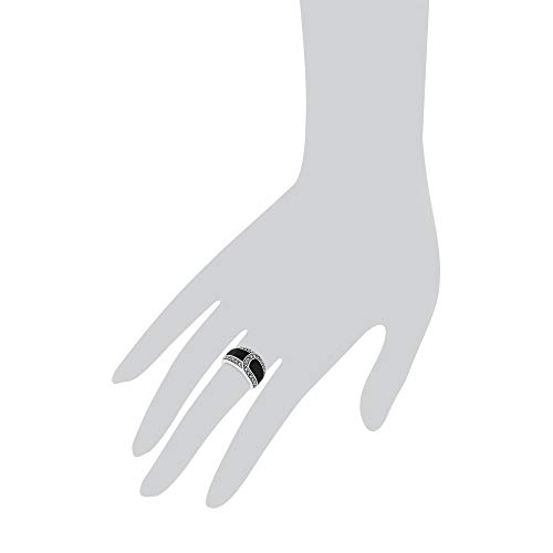 Image of Gemondo USA 925 Sterling Silver Black Enamel & Marcasite Ring Size 5, 6, 7, 8, 9, and 10