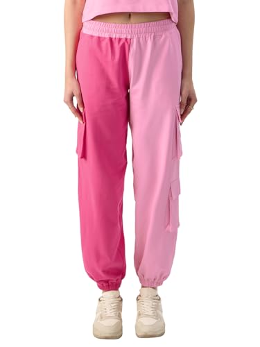 Image of The Souled Store in A Heart Beat Women and Girls Pink Graphic Printed Regular Fit Joggers