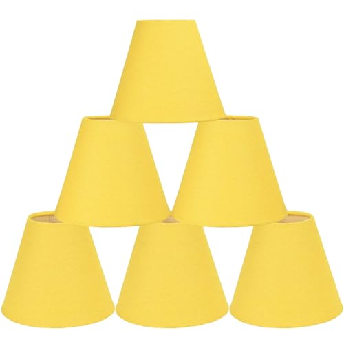 LAMPWELL NICO Yellow Clip on Chandelier Lamp Shades Set of