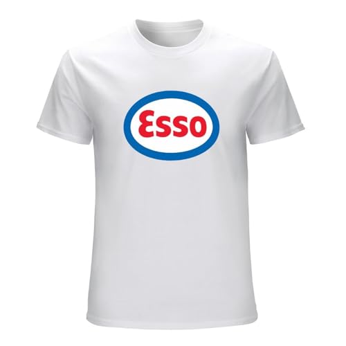 JILSAHDFR Esso Logo Camiseta Hombre 39S Manga Corta Blanco, blanco, L JILSAHDFR Esso Logo Camiseta Hombre 39S Manga Corta Blanco, blanco, L