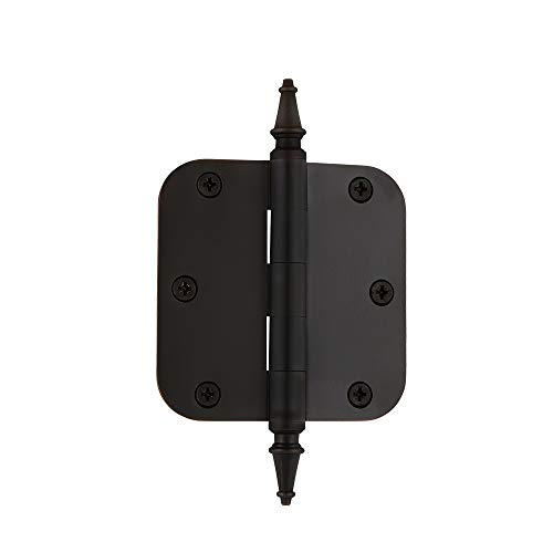 Image of Nostalgic Warehouse 746072 3.5 inch Steeple Tip Residential 5 /8 inch Radius Corners Door Hinge, Oil-Rubbed Bronze