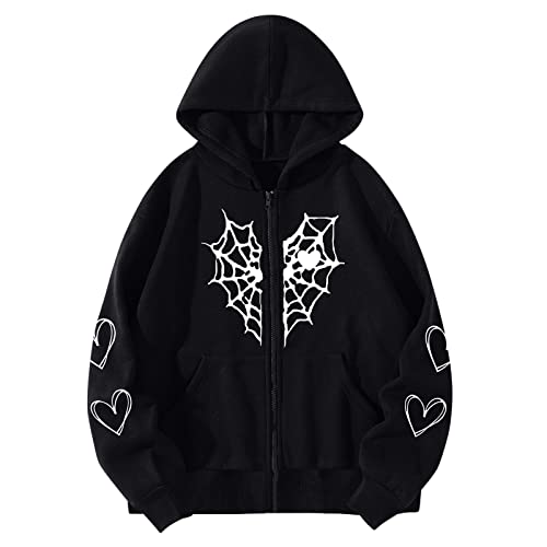 Pull à capuche toile d'araignée femme noir taille M doublé laine