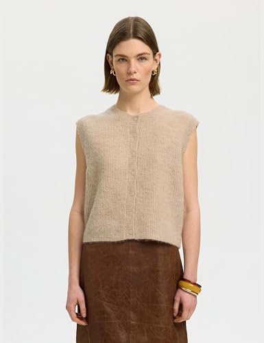 Slflulu Sl Button O-Neck Vest Noos, berk, S - Afbeelding 3