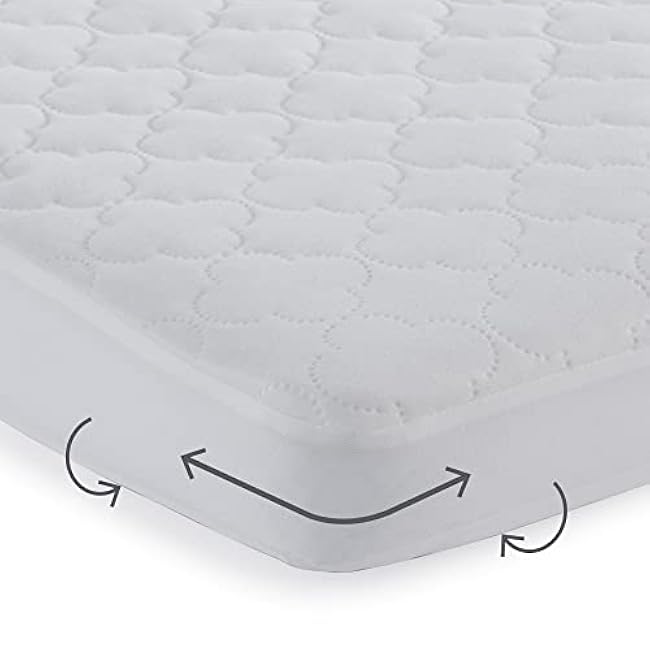 Sealy Baby Mini Crib Mattress Protector Pad Cover, Durable Waterproof Topper, Portable and Comfortable for Newborns Infants and Toddlers, Machine Washable and Dryer Friendly, 38¡± x 24¡±- White