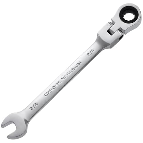B4B BANG 4 BUCK 3/4 Wrench, Flex-Head Ratcheting Combination Wrench Industrial Grade 72 Teeth 12 Point Ratchet Box Ended and Open End Spanner Tools, SAE Cover