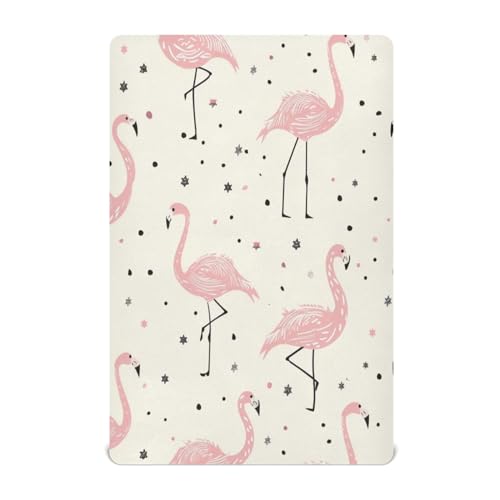 Image of Summer Pink Flamingo Crib Sheets Stretchy Portable Sheets for Baby Toddler Breathable Soft Crib Mattress Sheet for Girls Boys