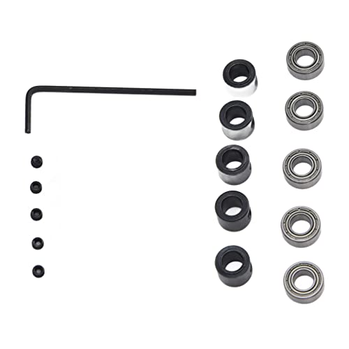 5 Sets Router Bit Bearing Set Bottom Mounted Ball Bearings 1/4" ID 1/2" OD Replacement Kit for Flush Trim & Rabbeting Router Bits