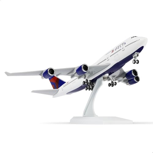 QIYUMOKE 1/240 Compatible for Delta 747 Airplane Model Kits (30cm L) for Boeing 747 Airlines Resin Plane Model with Display Stand for Adult Aviation Gift or Decorations