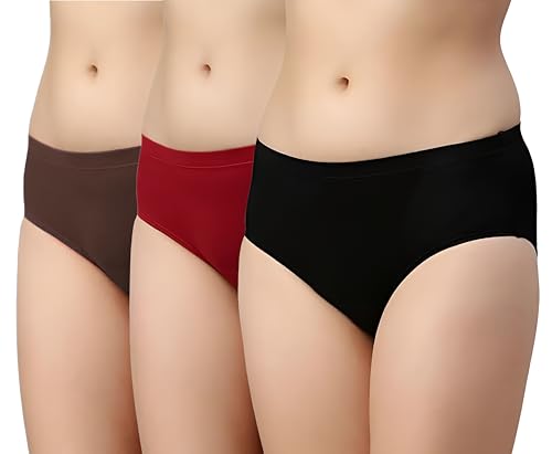 Image of Peach Blossom Women's Cotton Panty | 100% Cotton Bio-Washed Hipster Panties for Women | Full Coverage Grip Fit | Plus Size Hipster Pack of 3