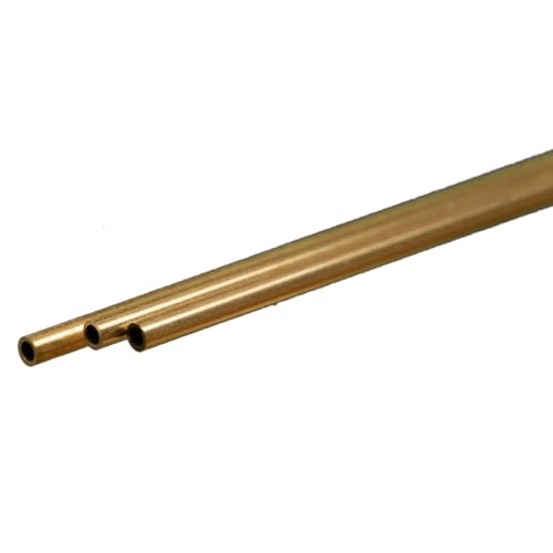 K&S Precision Metals Round Brass Tube 8127 – 3/32" OD x 0.014" Wall x 12" Long – DIY Crafts, Plumbing, HVAC, Modeling, Made in USA, 3 Tubes