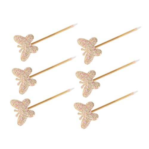 6 bolígrafos gel con glitter y diseño mariposa