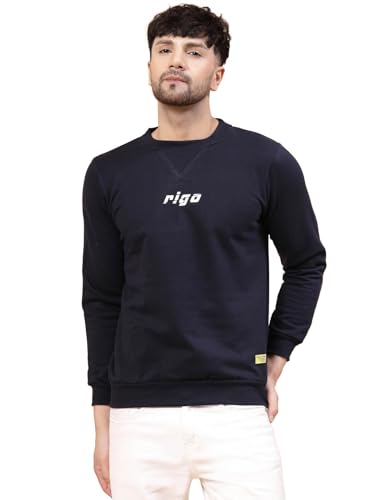 Image of Rigo Fleece Printed Round Neck Sweatshirt for Men | Full Sleeves Sweatshirt for Men | Casual Wear & Stylish Sweatshirts for Men