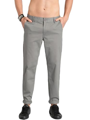 Men Solid Mid-Rise Chinos | Button Closure | Classic 5-Pocket Cas...